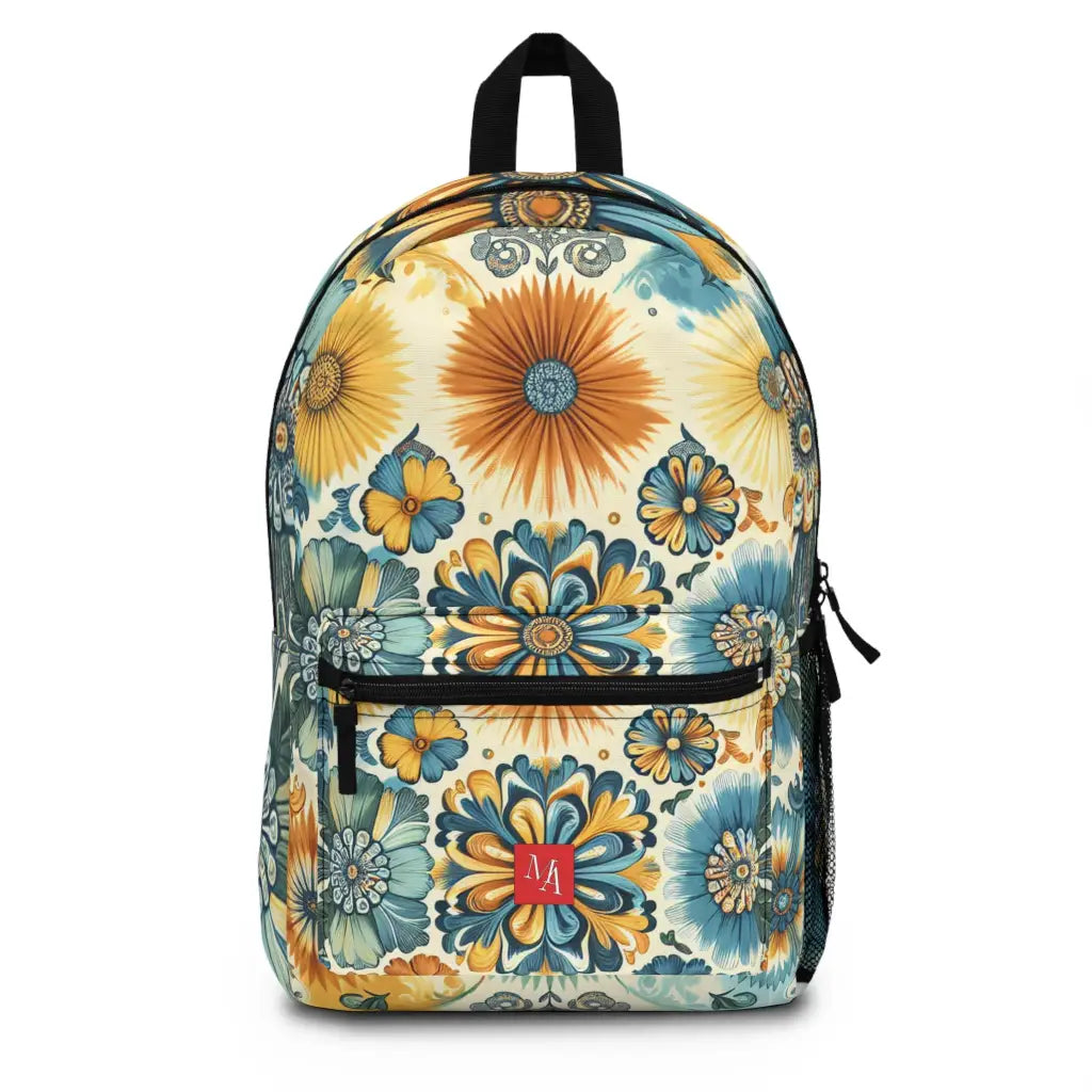 Botanical Elegy in Blue and Gold - Backpack - One size