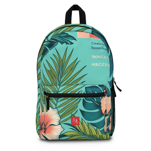 Botanical Wonders in Teal and Coral Hues - Backpack