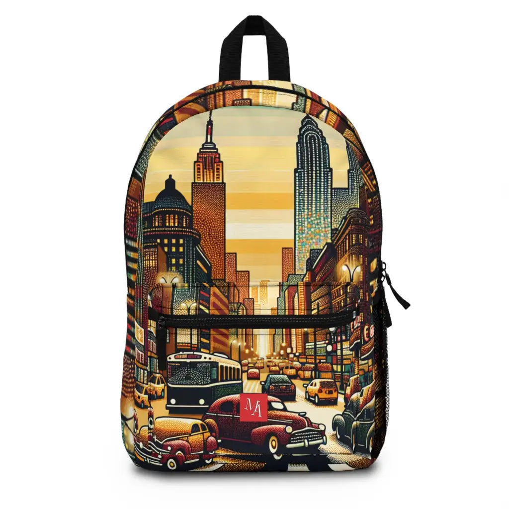 Bustling Streetscape at Dusk Backpack One size Bags