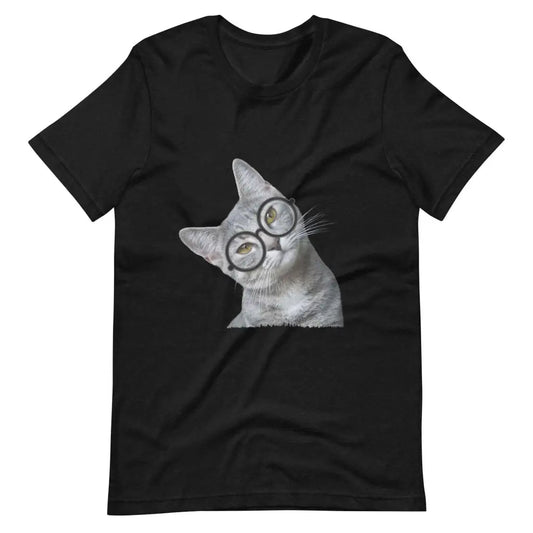 Cat in Eye Glasses Short-Sleeve Unisex T-Shirt - Black