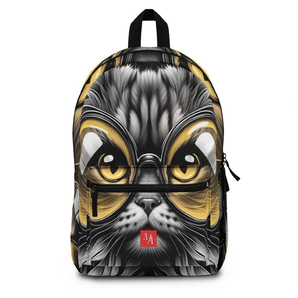 Cat with Golden Spectacles Backpack One size Bags