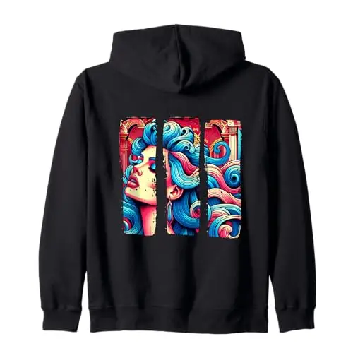 Chromatic Comic Style Dramatic Dreamscape Zip Hoodie Apparel