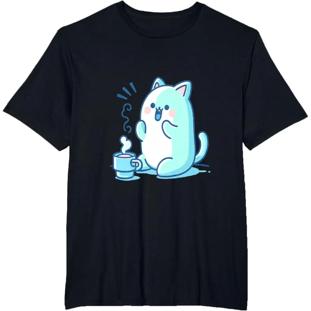 Coffee Cat Delight T-Shirt - Black / Men’s Big and Tall / 5X