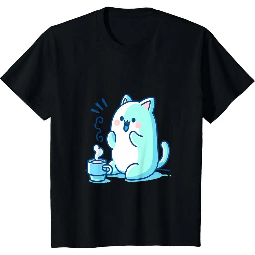 Coffee Cat Delight T-Shirt - Black / Youth / X-Small