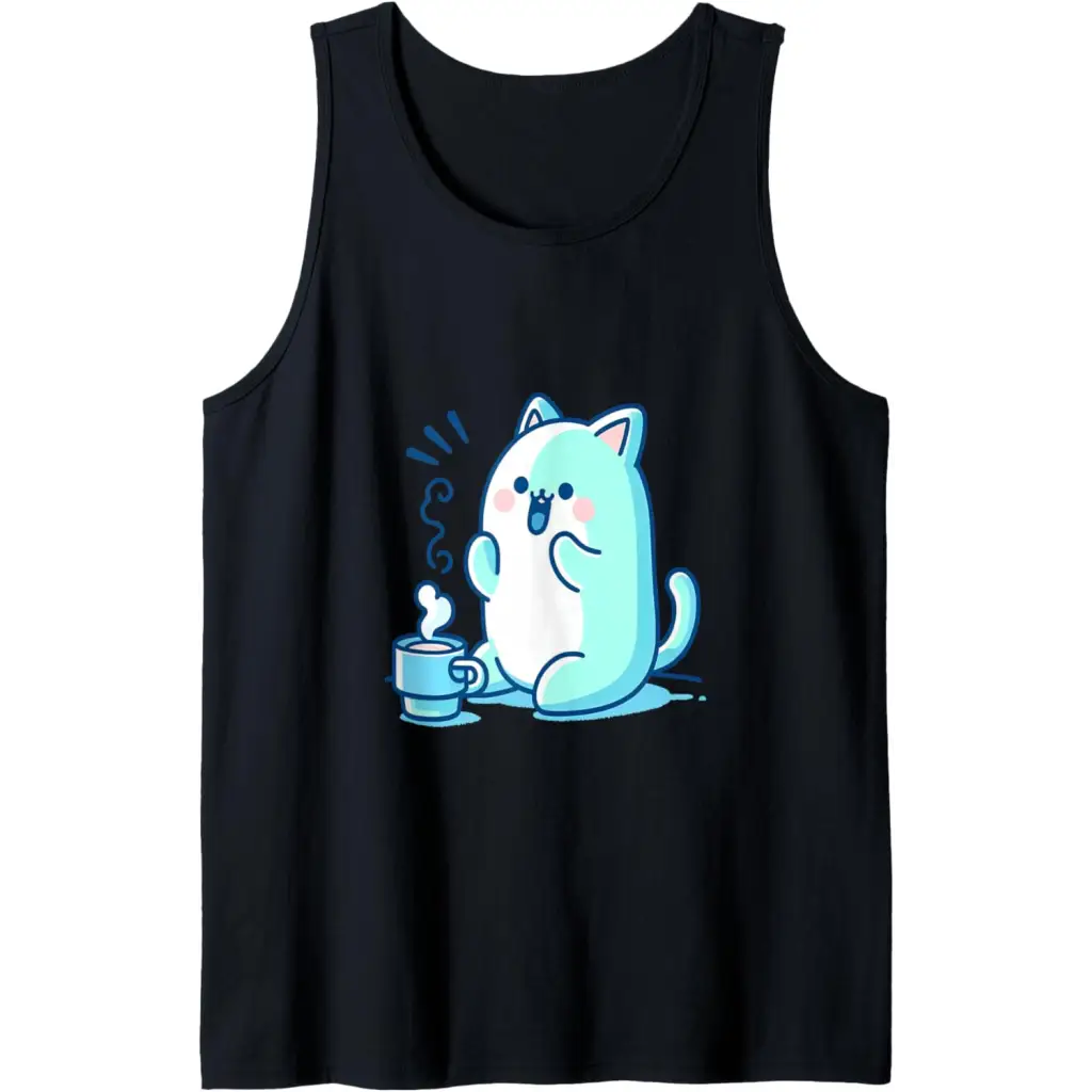 Coffee Cat Delight Tank Top - Black / Men / X-Large