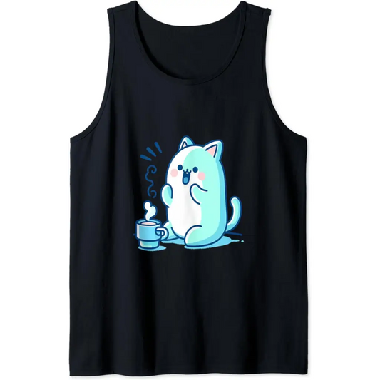 Coffee Cat Delight Tank Top - Black / Men / XX-Large