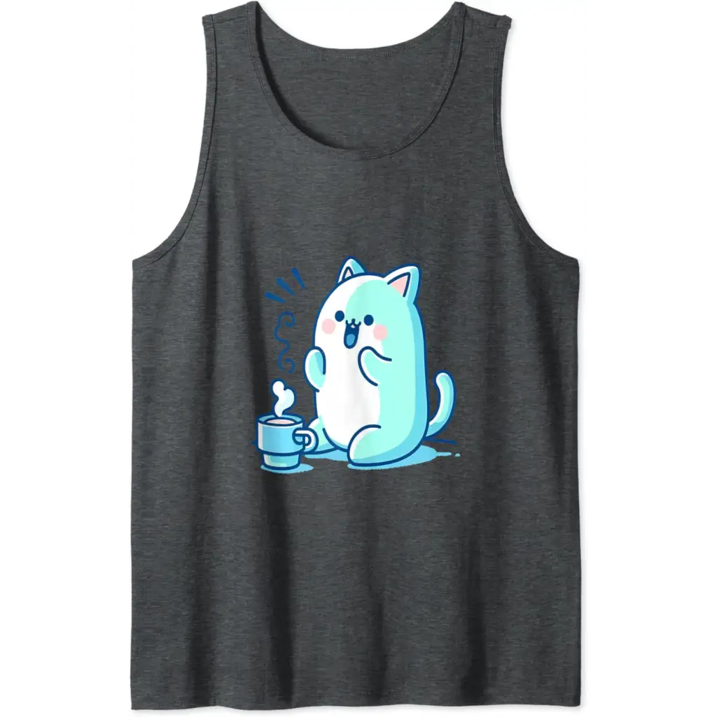 Coffee Cat Delight Tank Top - Dark Heather Grey / Men