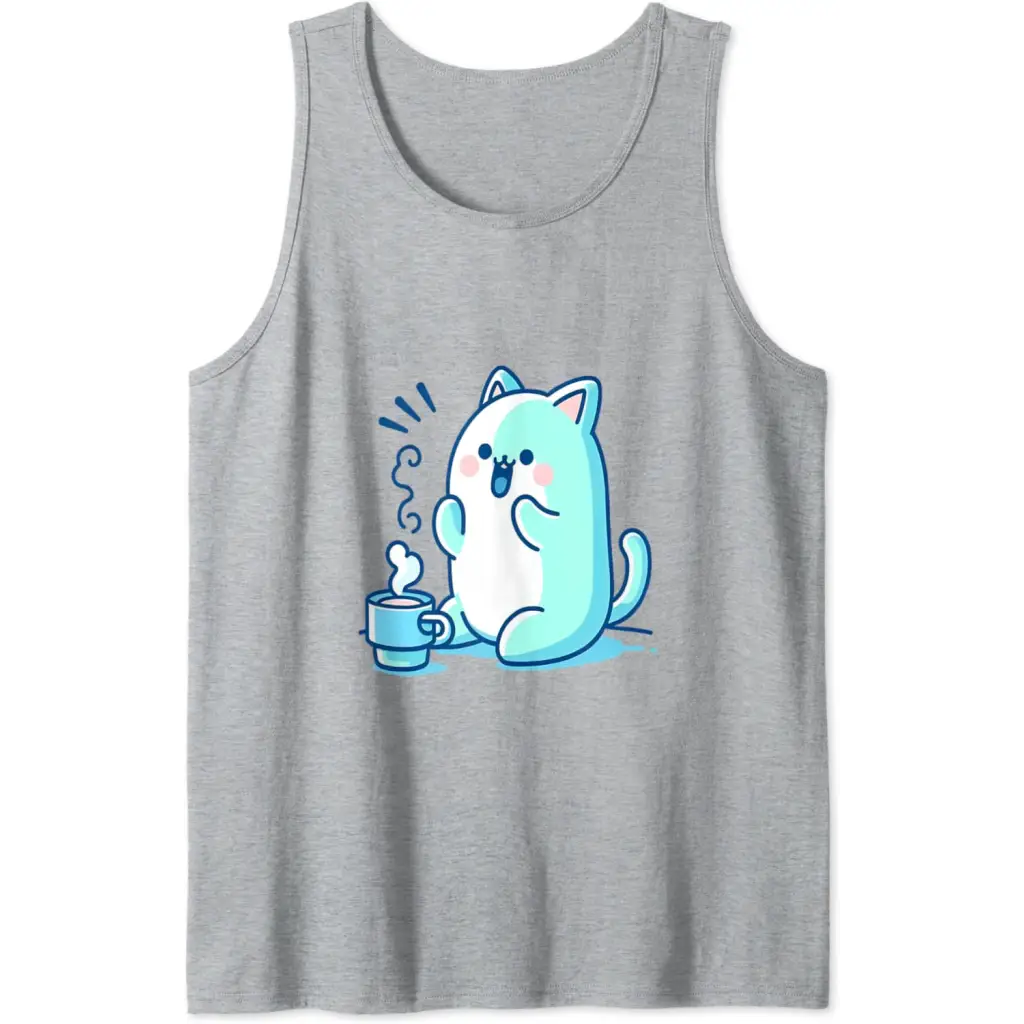 Coffee Cat Delight Tank Top - Heather Grey / Men / Small