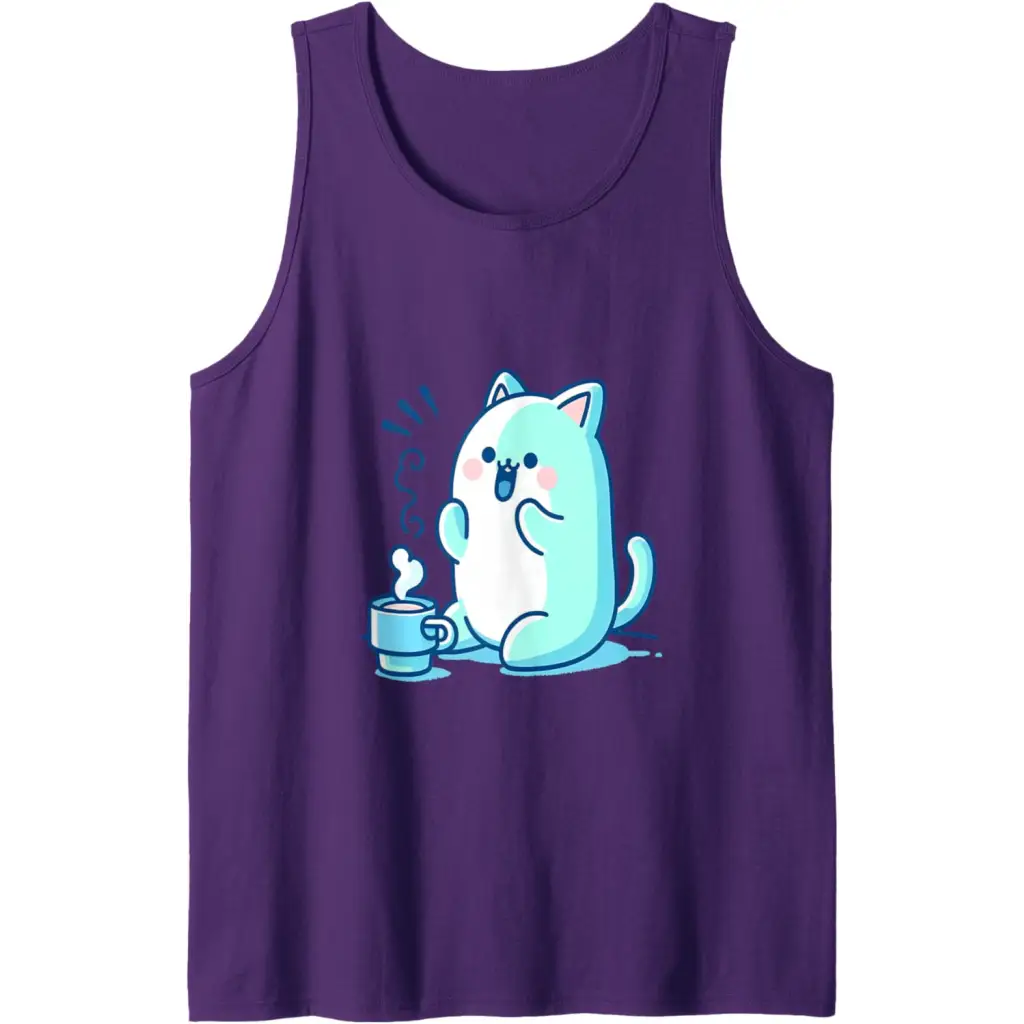 Coffee Cat Delight Tank Top - Purple / Men / XX-Large