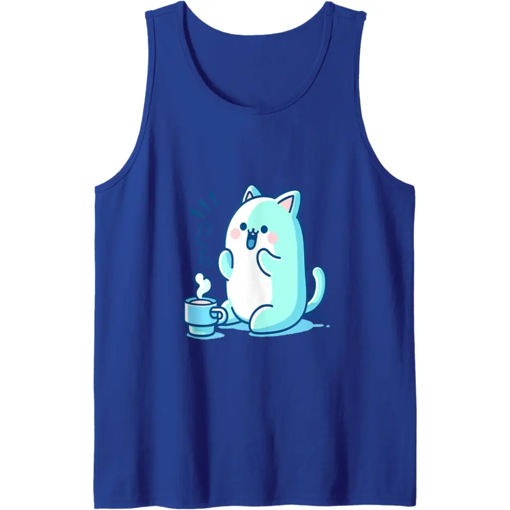 Coffee Cat Delight Tank Top - Royal Blue / Men / Small