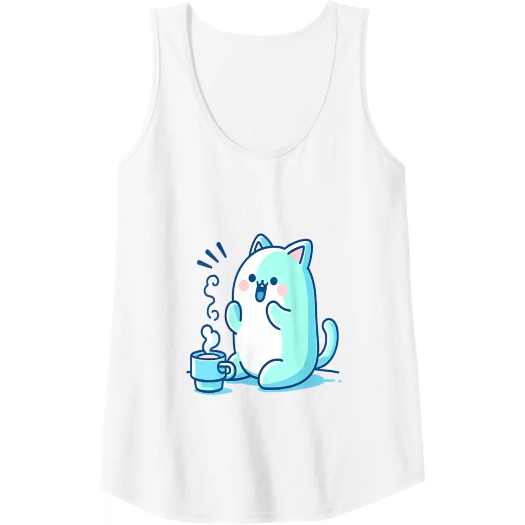 Coffee Cat Delight Tank Top - White / Women / Large