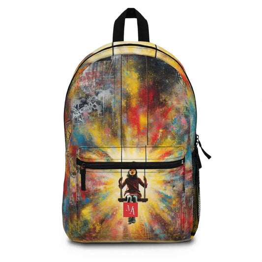 Colorful Youth on a Swing Backpack One size Bags