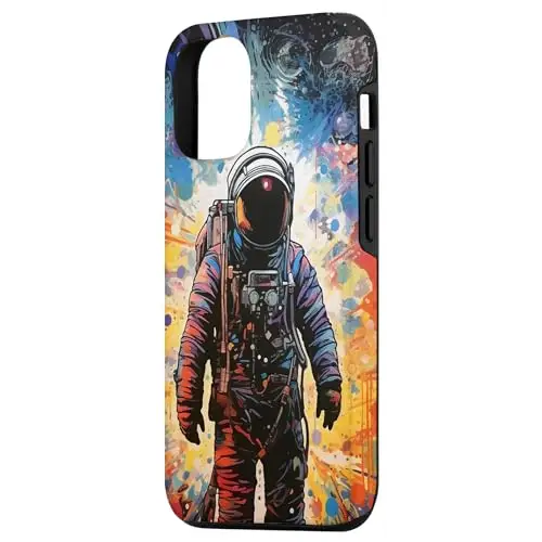 Cosmic Colors: Spaceman in Dynamic Background Case (iPhone