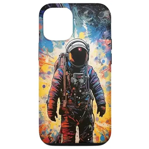Cosmic Colors: Spaceman in Dynamic Background Case (iPhone