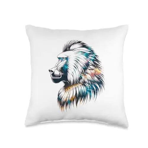 Cosmic Guardian: The Celestial Baboon Throw Pillow Home