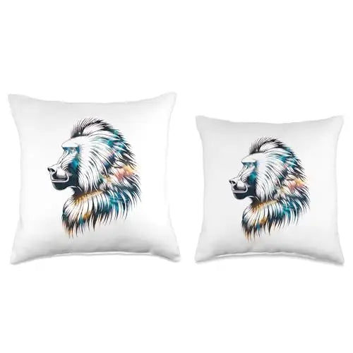 Cosmic Guardian: The Celestial Baboon Throw Pillow Home