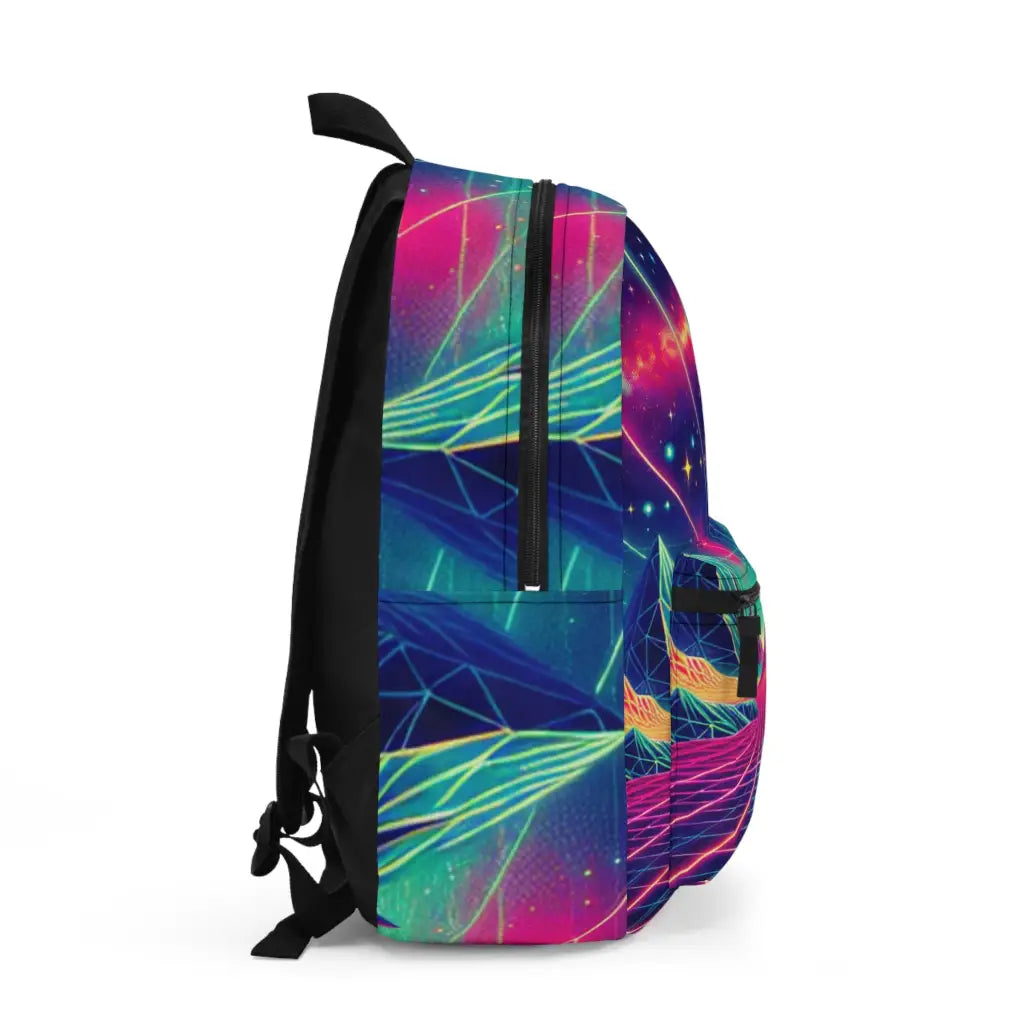 Cosmic Journey Through Neon Peaks Backpack One size Bags