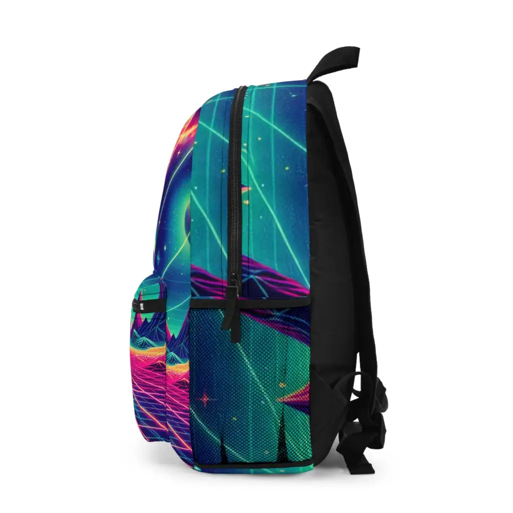 Cosmic Journey Through Neon Peaks Backpack One size Bags