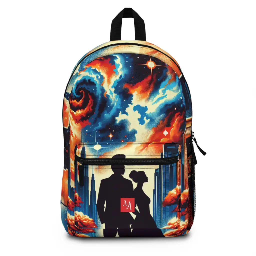Couple’s Gaze in a Cosmic Metropolis Backpack One size Bags