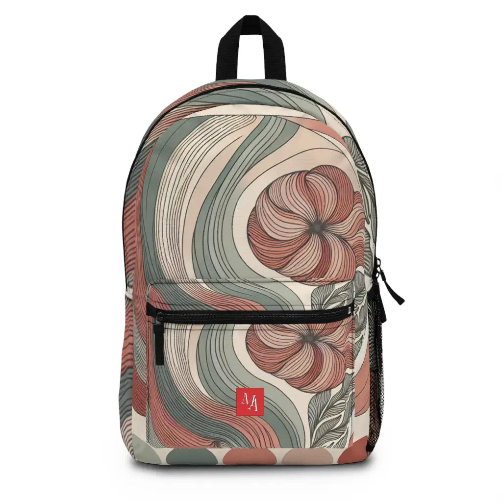 Curved Abstraction in Earth Tones - Backpack - One size