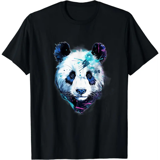 Cute Graffiti Panda Bear Minimalist Black and White T-Shirt