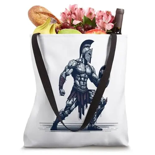 Digital Spartan: Guardian of the Circuit Tote Bag Apparel