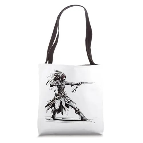 Digital Warrior: The Blade of Precision Tote Bag Apparel