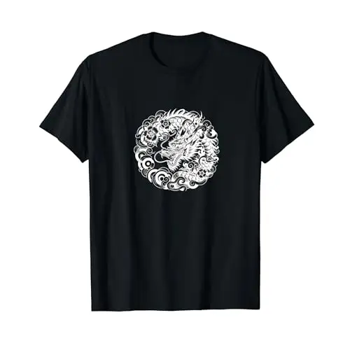 Dragon and Flowers T Shirt Apparel