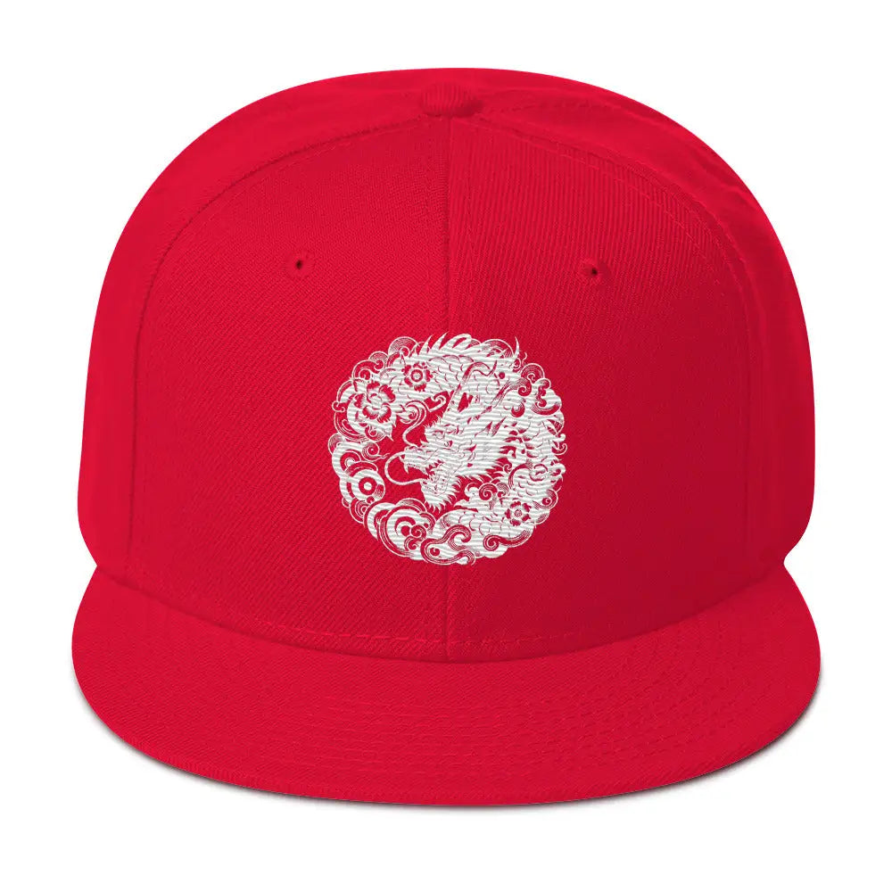 Dragon’s Embrace: Japanese Style Dragon Snapback Hat - Red