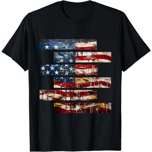 Dripping Patriotism: Canvas of the American Flag T-Shirt