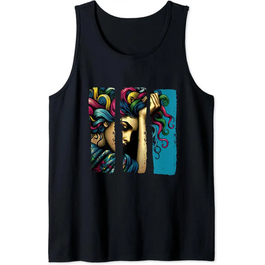 Echoes of Emotion: Vibrant Colorful Contemplation Tank Top