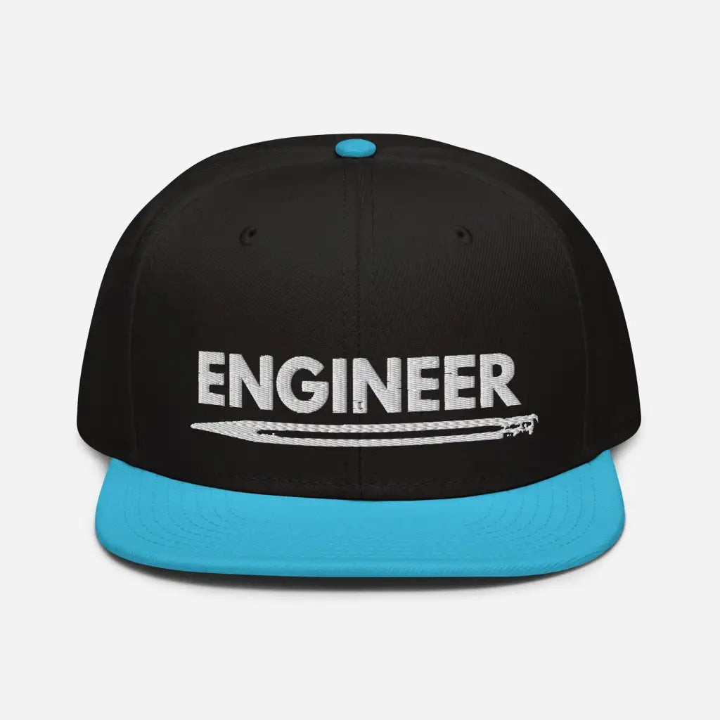 Engineer Snapback Hat - Aqua blue / Black