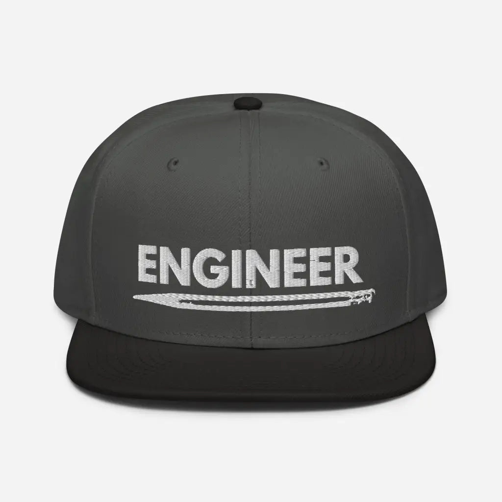 Engineer Snapback Hat - Black / Charcoal gra