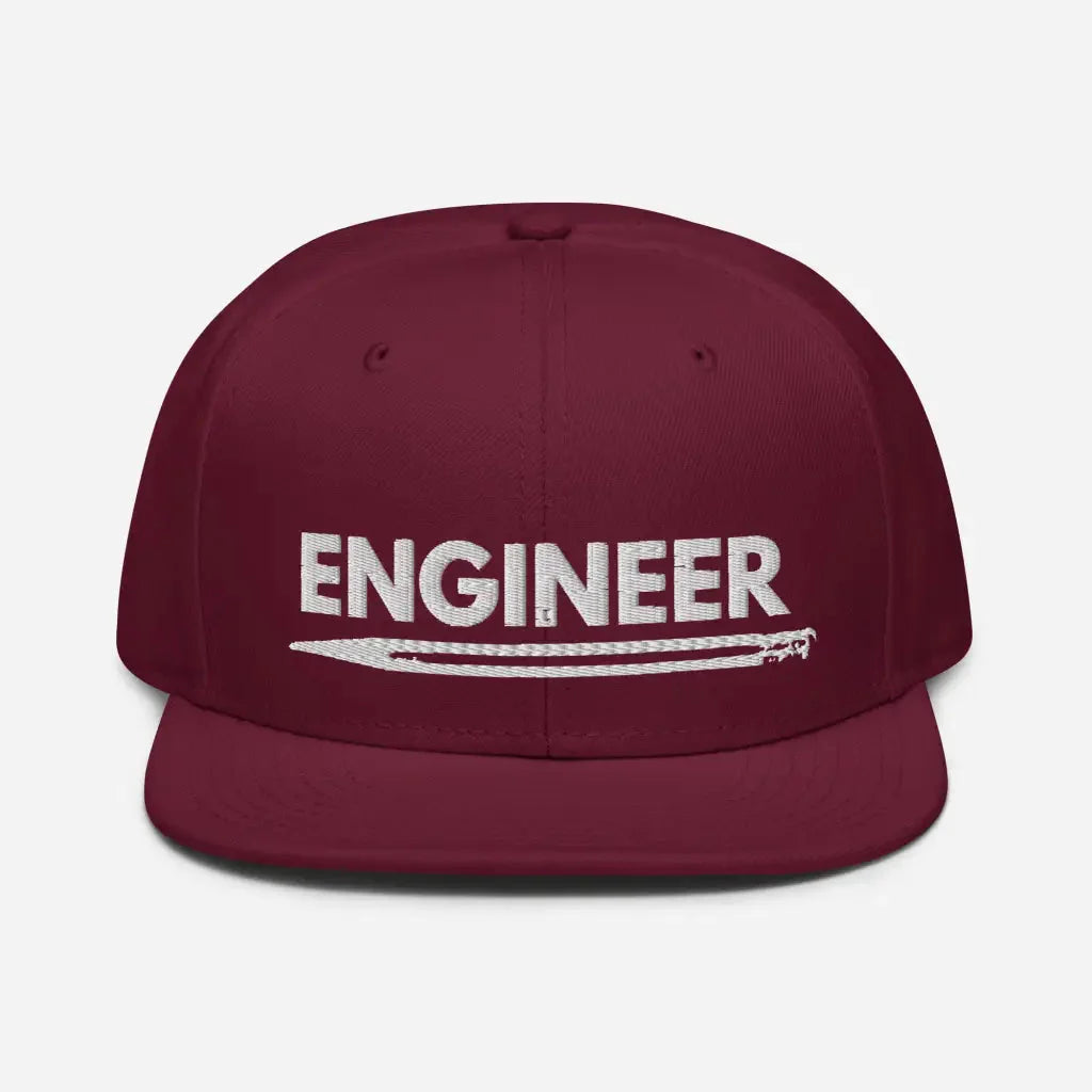 Engineer Snapback Hat - Burgundy maroon