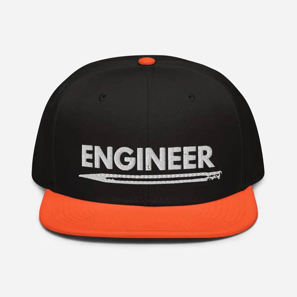 Engineer Snapback Hat - Orange / Black / Bla