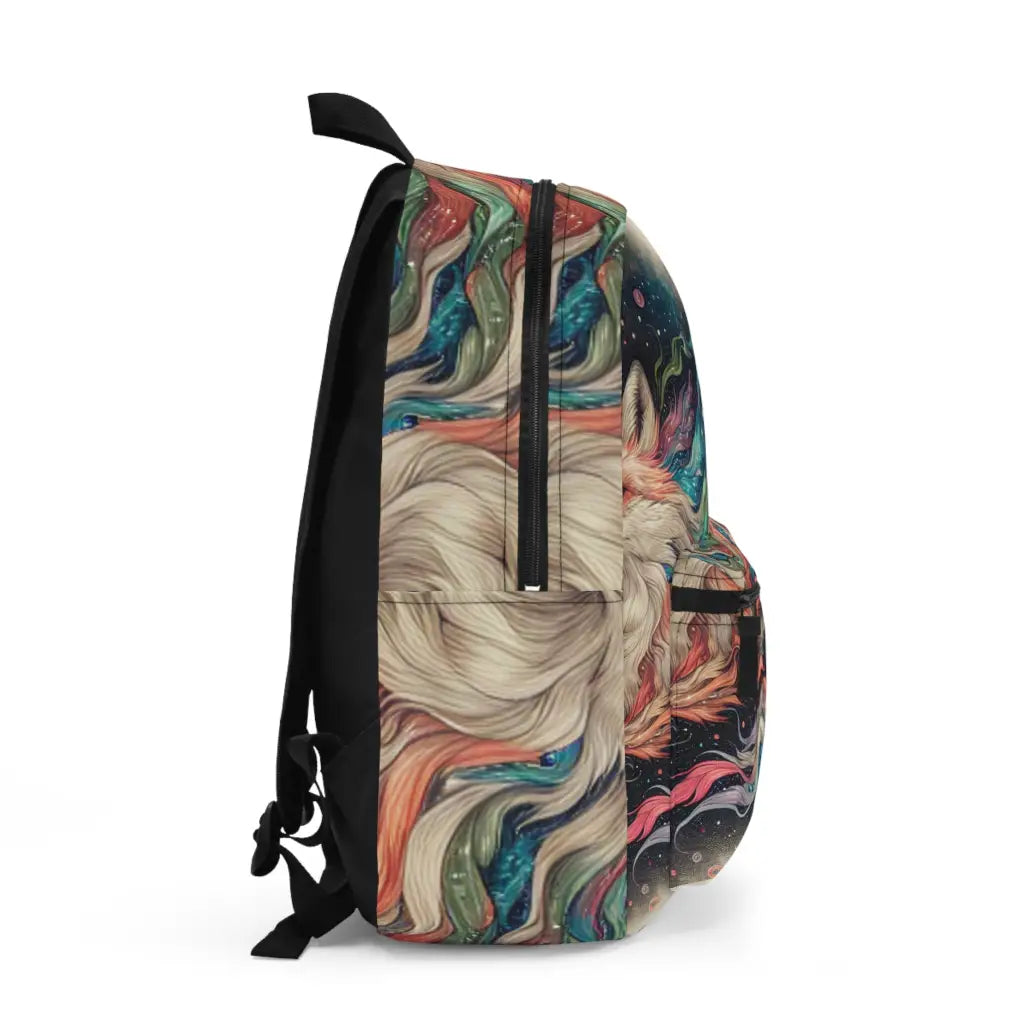 Enigmatic Fox with Cosmic Tails Backpack One size Bags