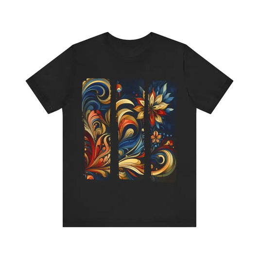 Entwined Petals and Swirls Jersey Short Sleeve Tee Black