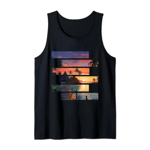 Evening Bliss Tropical Sunset Escape Tank Top Apparel