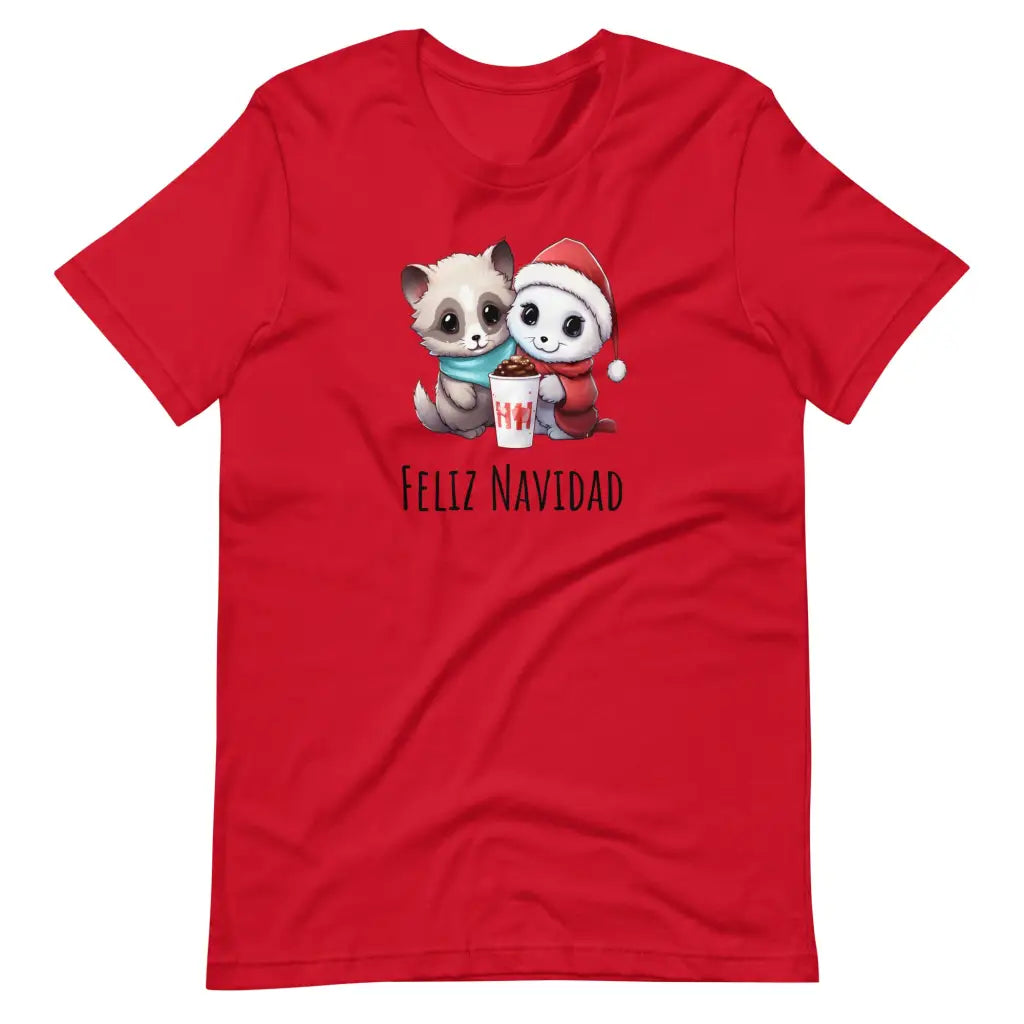 Feliz Navidad Raccoon Christmas Cuddles Unisex t-shirt