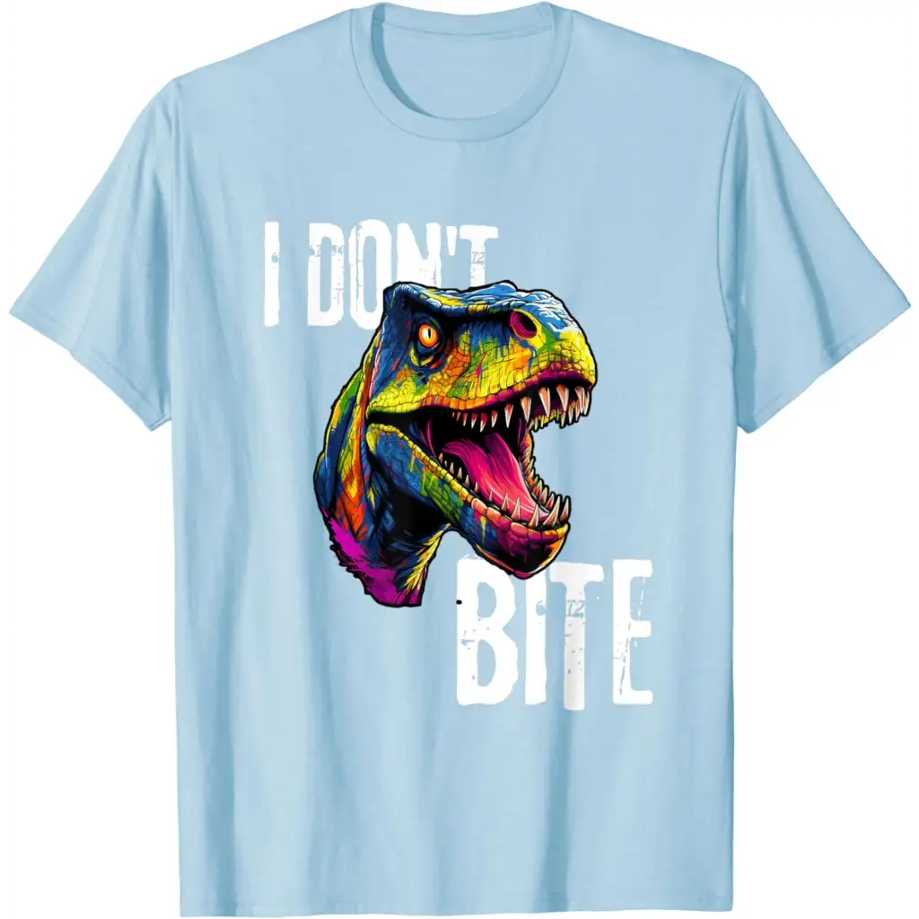 Ferocious T-Rex I Don’t Bite T-Shirt - Baby Blue / Men