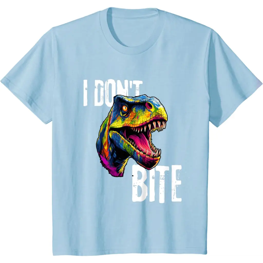 Ferocious T-Rex I Don’t Bite T-Shirt - Baby Blue / Youth