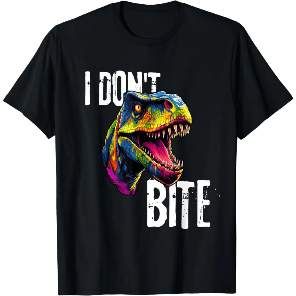 Ferocious T-Rex I Don’t Bite T-Shirt - Black / Men / X-Large