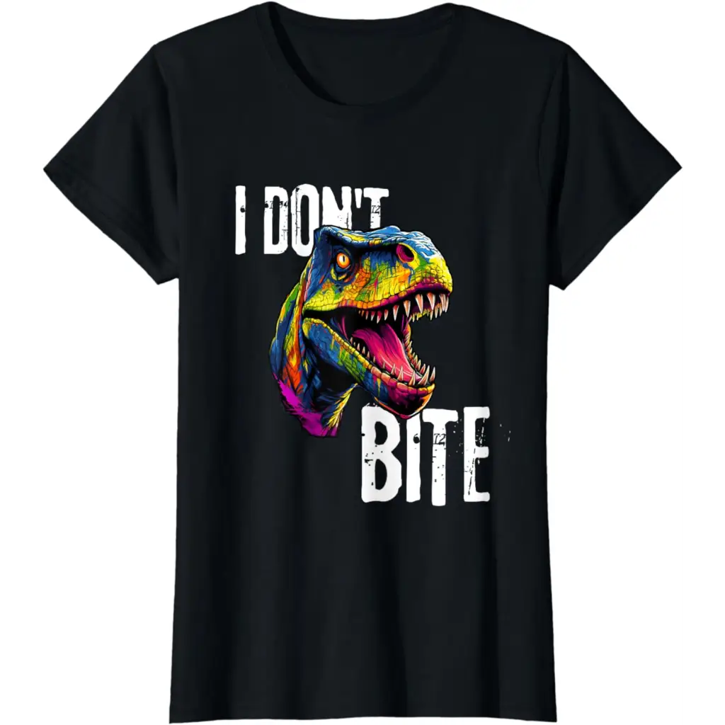 Ferocious T-Rex I Don’t Bite T-Shirt - Black / Women