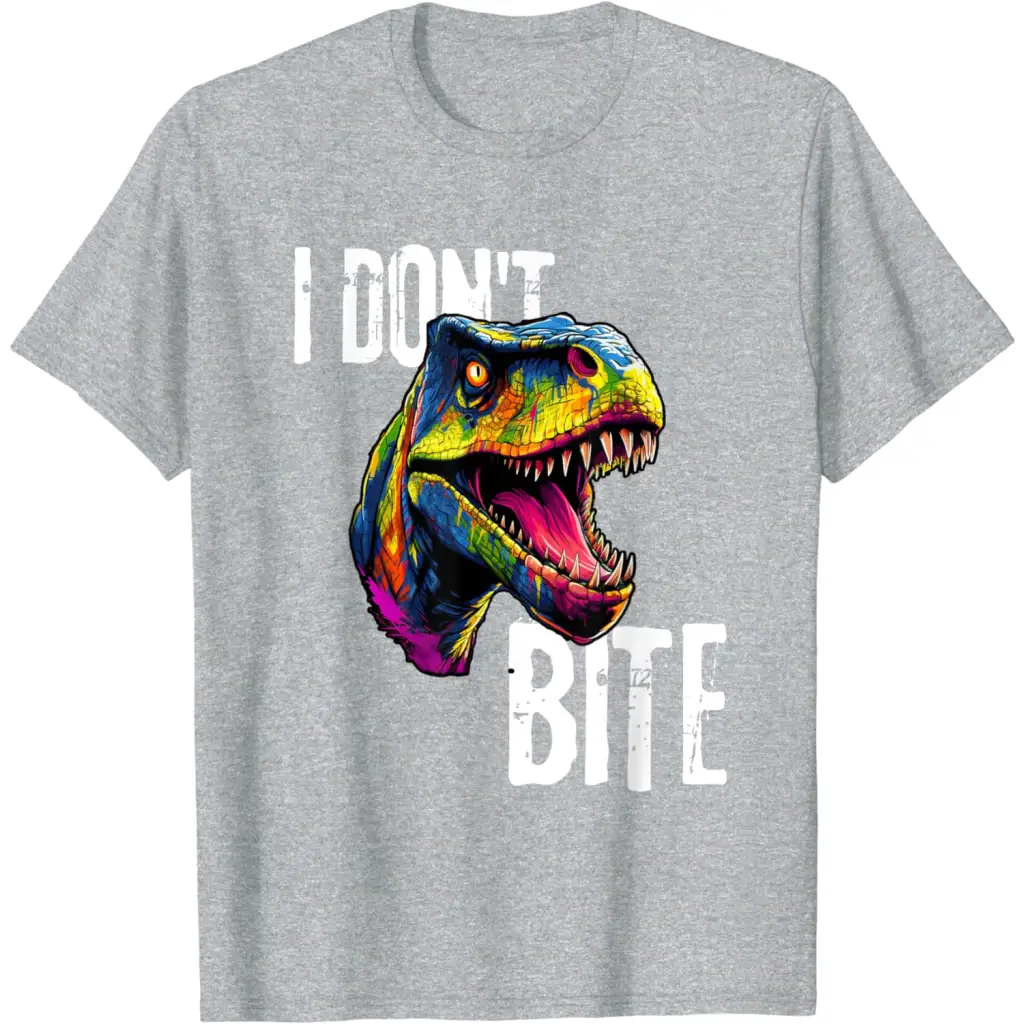 Ferocious T-Rex I Don’t Bite T-Shirt - Heather Grey / Men