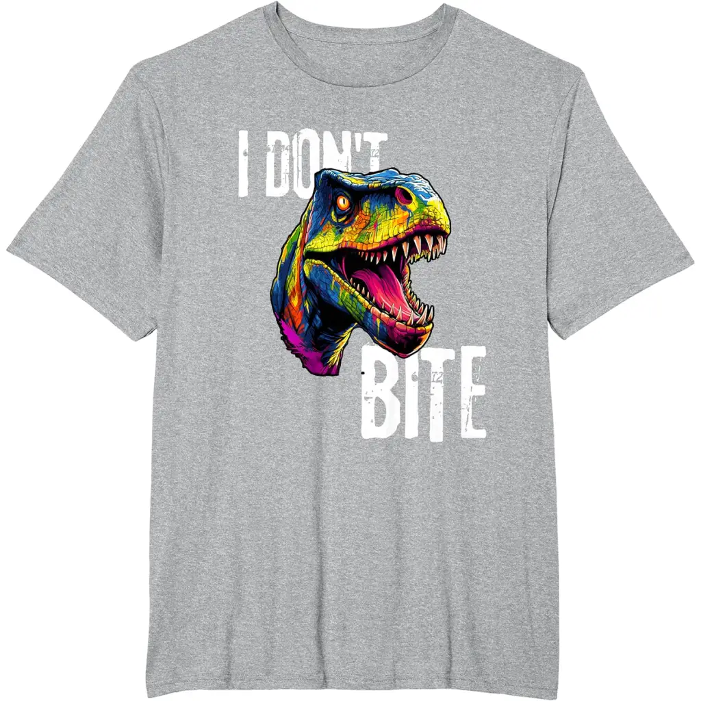 Ferocious T-Rex I Don’t Bite T-Shirt - Heather Grey