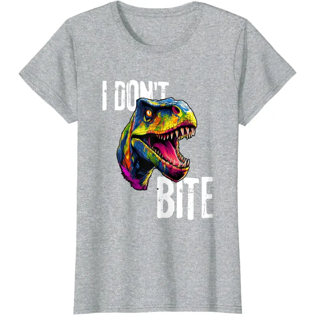 Ferocious T-Rex I Don’t Bite T-Shirt - Heather Grey