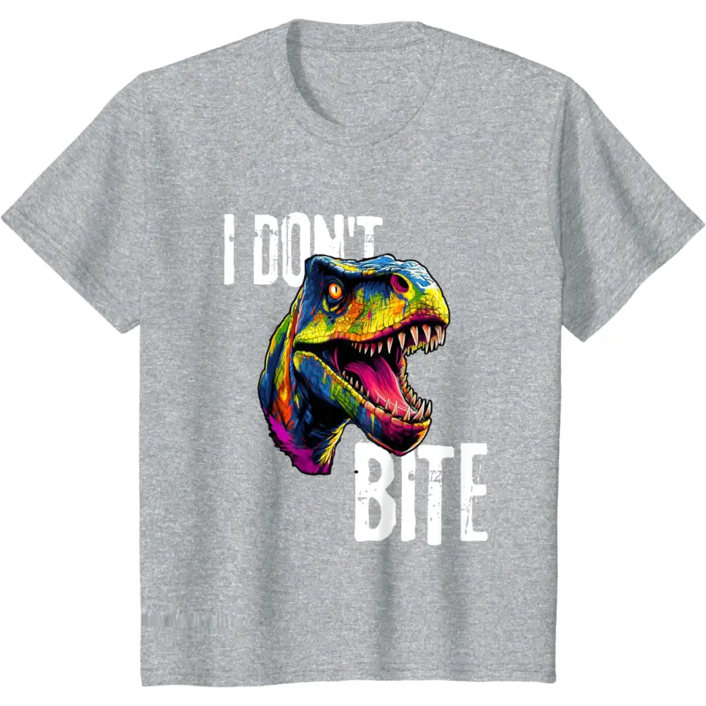 Ferocious T-Rex I Don’t Bite T-Shirt - Heather Grey