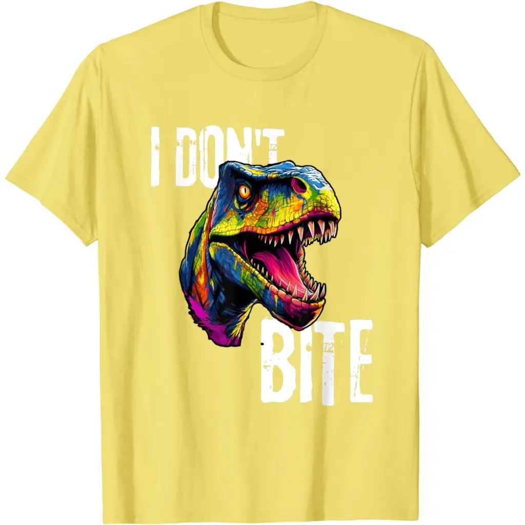 Ferocious T-Rex I Don’t Bite T-Shirt - Lemon Yellow / Men