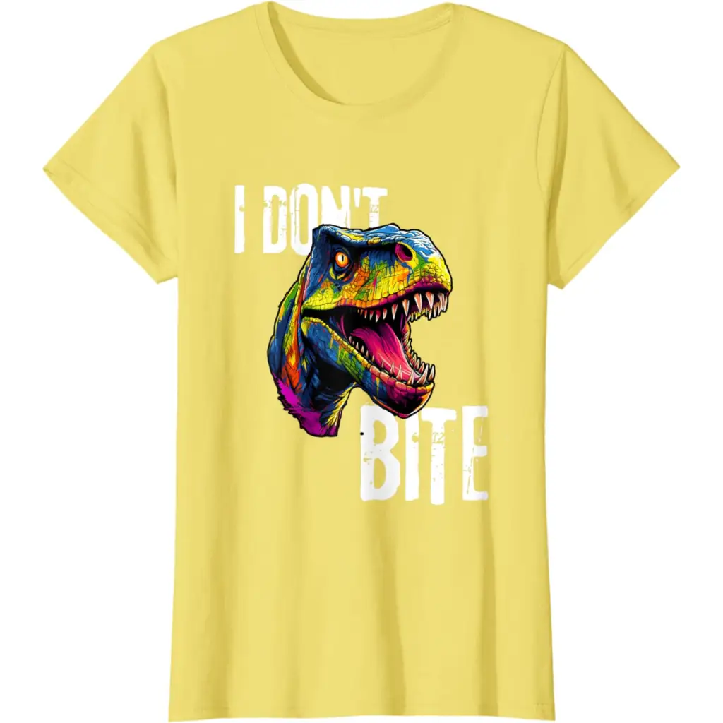 Ferocious T-Rex I Don’t Bite T-Shirt - Lemon Yellow