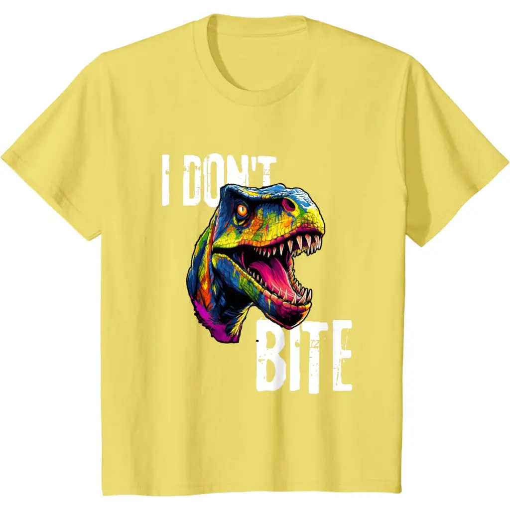 Ferocious T-Rex I Don’t Bite T-Shirt - Lemon Yellow